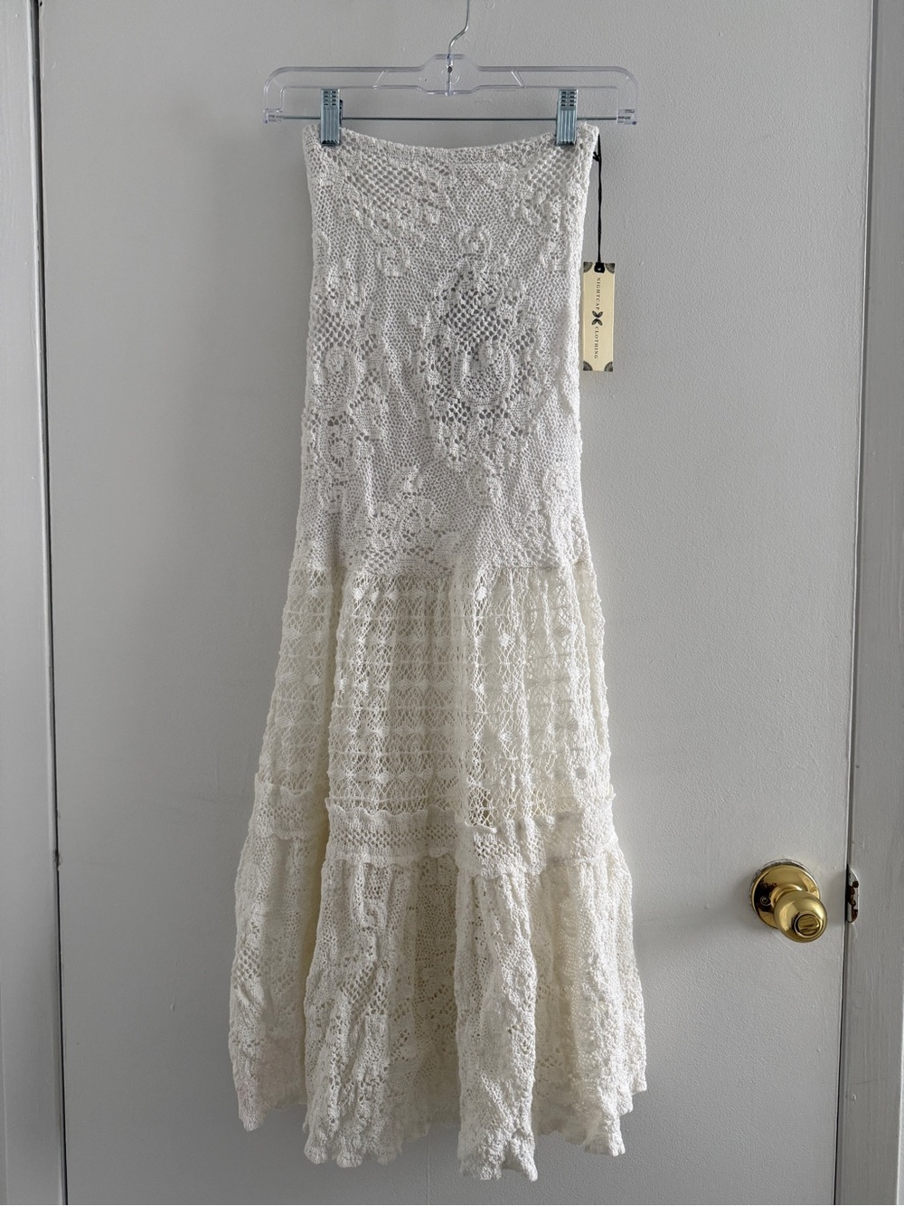 Nightcap Clothing NWT Ivory Cream Crochet Floral Maxi Skirt Size XS
